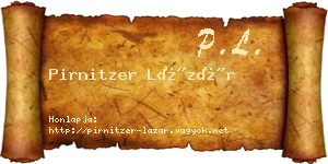 Pirnitzer Lázár névjegykártya